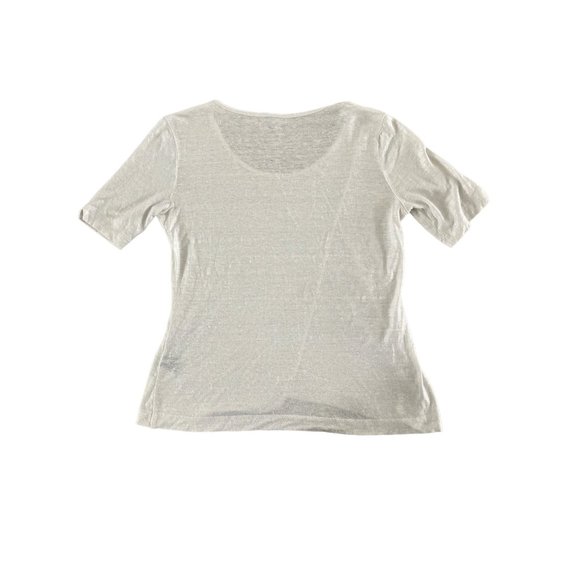 Stella Carakasi Asymmetric Hemp Tee White Silver Sparkle Metallic Scoop Size XS - Picture 8 of 8
